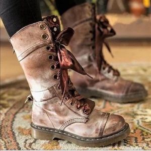 brown fold over combat boots